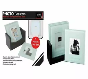 4 Stück Glas Foto Display Untersetzer Set Fotos Erinnerungen Geschenk rutschfeste Pads - Bild 1 von 2
