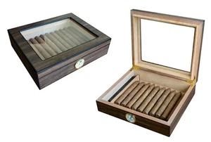 Elegant 25+ CT Count Cigar Humidor Humidifier Wooden Case Box Hygrometer 57c - Picture 1 of 12