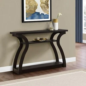 Sofa Console Table Wooden Accent Tables Shelves Entryway Dark Brown Furniture - Picture 1 of 12