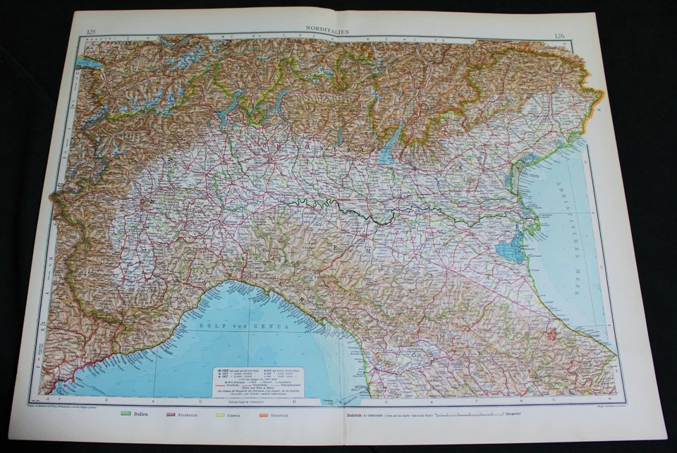 GERMAN ATLAS MAP PAGE PLATES OF ITALY ROME NAPLES VINTAGE PRE WWI EARLY 1900s - Image 1 of 4