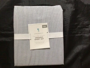 POTTERY BARN KINDER OXFORD STREIFEN BIO LAKEN SET TWIN NAVY NEU - Bild 1 von 2