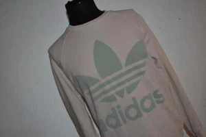 36864 Adidas Sweatshirt Pullover Crewneck White Cotton Blend Size Medium Womens - Picture 1 of 8