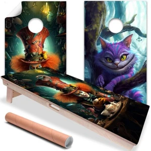 Alice im Wunderland Cornhole Wraps Aufkleber Skins Cornhole Wraps für Bretter - Bild 1 von 7