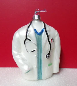 Robert Stanley DOCTOR Coat Jacket Stethoscope Physician Hanging Glass Ornament  - Picture 1 of 3