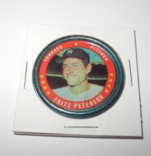 1971 Topps Baseball Coin Pin #138 Fritz Peterson New York Yankees Excellent