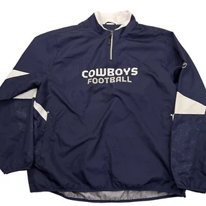 Reebok Dallas Cowboys Mens Jacket Size L Blue NFL Authentic 1/4 Zip Pullover - Picture 1 of 10