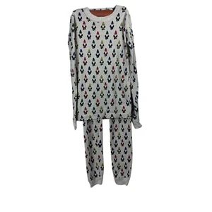 Hanna Andersson Kids Beige Gnome Christmas Pajama Set Unisex 100% Cotton Size 12 - Picture 1 of 5