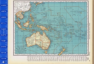 1935 AUSTRALIA & OCEANIA -  2-Sided Color Map 11" X 14" - Picture 1 of 2