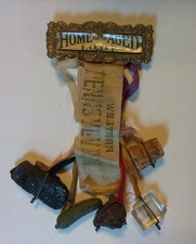 Antique Home Of The Aged IOOF Western Pa. Odd Fellows Pin Badge Ribbon W/ Charms