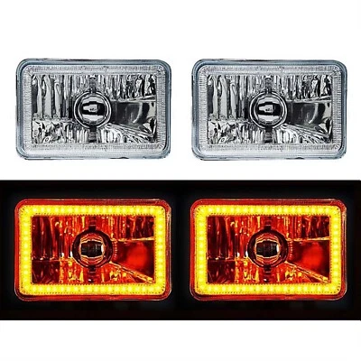 4X6" Ámbar SMD LED Halo Cristal/Metal Faros Bombilla Par Foto 1 de 4