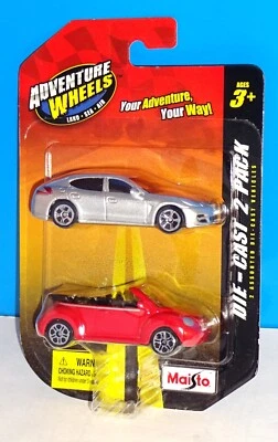 Maisto Walmart Adventure Wheels 2 Pack Porsche Panamera & VW New Beetle Conv - Image 1 of 3