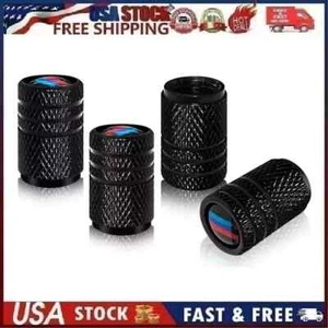 4PCS Metal Car Tire Valve Caps Valve Stem Cover Compatible B-M-W M Sport Black 2 - Picture 1 of 14