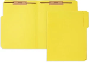 50 Yellow Fastener File Folders - 1/3 Cut Reinforced Tab - Durable 2 Prongs Bond - Picture 1 of 3
