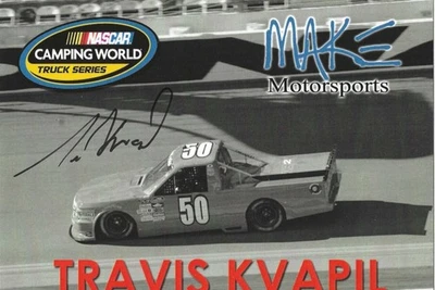 SIGNED! 2006 TRAVIS KVAPIL #50 NASCAR CAMPING WORLD TRUCK SERIES  POSTCARD! - Image 1 of 2
