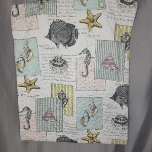 Seashell beach queen pillow sham home decoration accent bed quilted - Picture 1 of 6