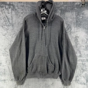 Vintage 90s Lee Midweight Full Zip Blank Hoodie Sweatshirt Gray L Made in USA - Picture 1 of 18