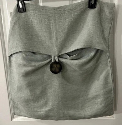 Pottery Barn кнопка 18 x 18 текстурированный льняной зеленый наволочка EUC! - Изображение 1 из 4