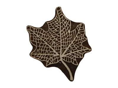 Maple Leaf Wood Stamp 6.8 x 7cm Indian Hand Carved Printing Block - Image 1 of 3