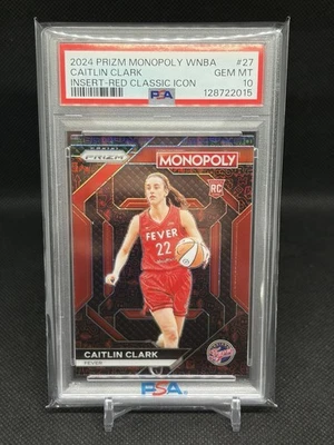 2024 Panini Prizm Monopoly WNBA Red Classic Icons Caitlin Clark RC #27 PSA 10 - Image 1 of 2