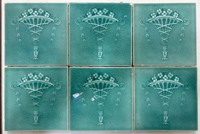 Azulejo Inglaterra 6x6 pulgadas De colección Raro Antiguo Art Deco TR Boote & Co Foto 1 de 4