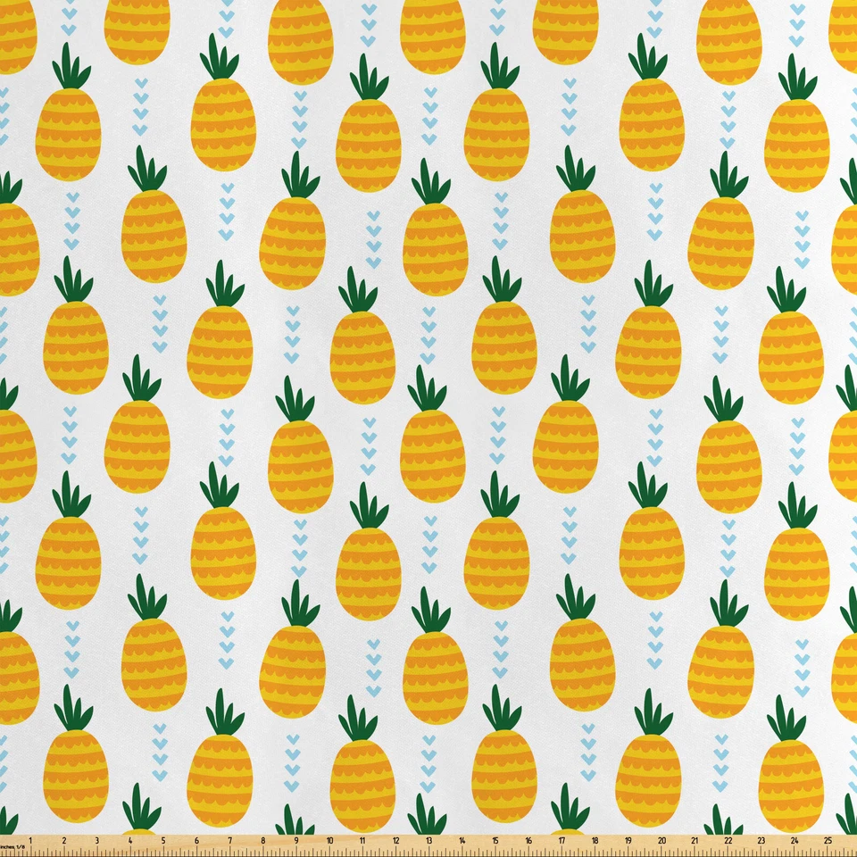 ABAKUHAUS Ananas Satin Stoff als Meterware Moderne Tropical Frucht-Kunst