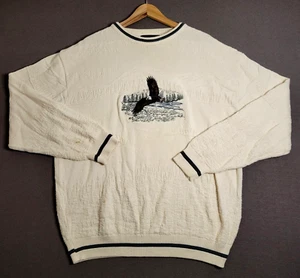 90s Croft & Barrow Adult Size XLT Tall Vintage Cable Knit Textured Eagle Sweater - Picture 1 of 17