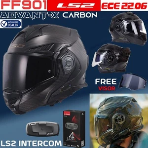 LS2 FF901 ADVANT X CARBON MODULAR FLIP FRONT MOTORCYCLE BLUETOOTH HELMET 4X-UCS - Picture 1 of 8