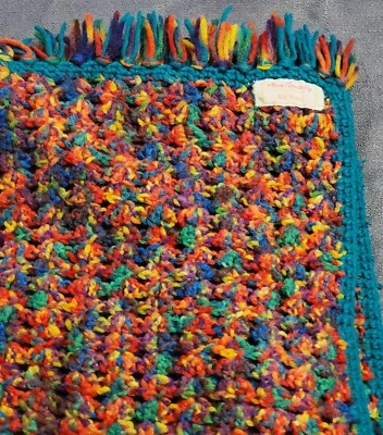 Manta de abuela vintage personalizada de ganchillo afgana de KAY FOYLES multicolor 66" x 50” Foto 1 de 4