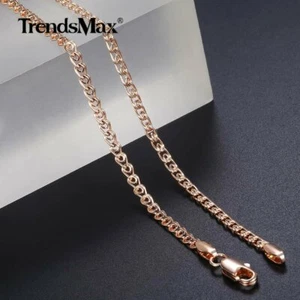 3mm 20" Men Womens Snake Link Necklace 585 Rose Gold Filled Chain Christmas Gift - Picture 1 of 8