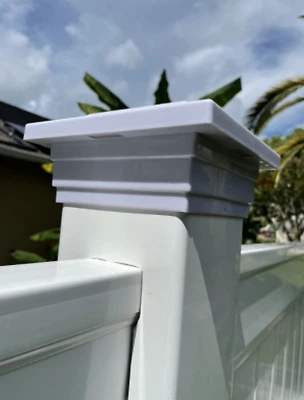 5-pk Solar White Cap Light With 4 Bright White SMD LED For 5"x5" PVC/Vinyl Post - Image 1 of 4