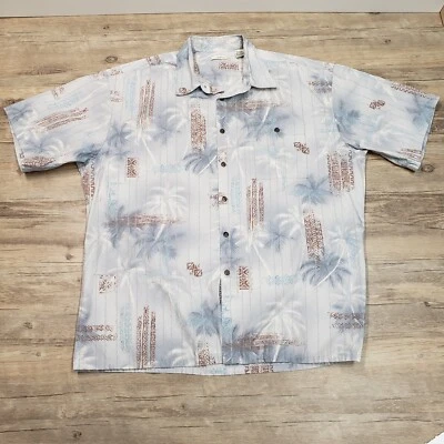 Campia Moda Hawaiian Shirt Mens XL Palm Trees Tiki Print Stripes Cotton Button - Image 1 of 4