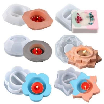 Candle Silicone Mold DIY cement Round Candle Holder Tray Pottery Mold Home Decor - Image 1 of 4