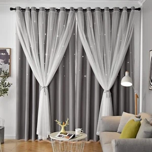 Star Curtains Blackout Curtains for Bedroom, Kids Room Curtains Nursery Curta... - Picture 1 of 8