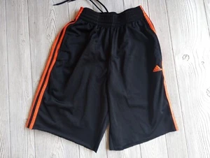 Adidas Shorts Mens Small Black Neon Orange Stripes Drawstring - Picture 1 of 9