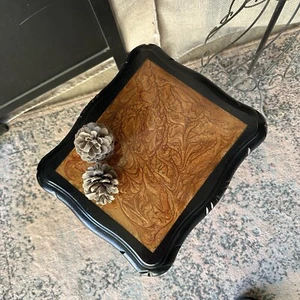 Occasional Table with Resin Top Resin Table Painted Black Vintage Wine Table - Picture 1 of 12