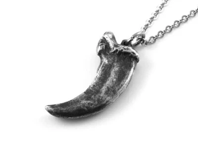 Antiqued Wolf Claw Necklace. Handmade Animal Jewelry in Pewter - Image 1 of 4