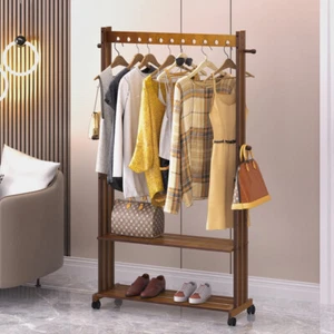 Heavy Duty Clothes Rack Rail Garment Stand Adjustable Shelves Portable Organizer - Picture 1 of 14