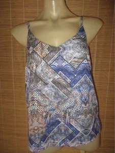 Animal print blue brown mosaic lined tank cami camisole singlet top size 12 NWT - Picture 1 of 4