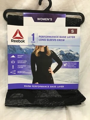 Reebok Womens Warm Performance Base Layer Long-Sleeve Crew Shirt Camo sz S,M,L - Image 1 of 4