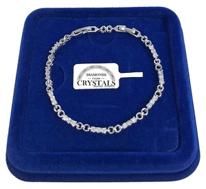 Armband Tennis 3mm Feinste 8 Pl. Weißgold 18k mit Kristallen Zirkone B30 - Bild 1 von 6