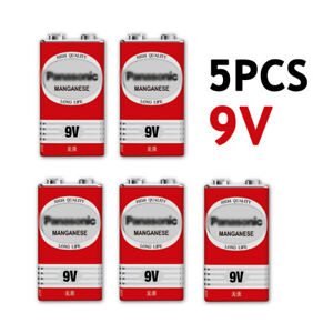 5x Battery 6F22 Zinc-Carbon Smoke Alarm 9V PP3/MN1604/6F22ND/6LR61 For Panasonic