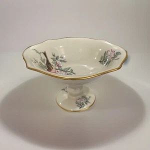 Lenox Serenade Compote Hand Decorated Pedestal Candy Dish With 24k Gold Rim - Picture 1 of 5