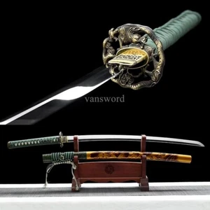 L6 Steel Japanese Katana Mirror Blade Brass Tsuba Samurai Sword Sharp Full Tang. - Picture 1 of 10