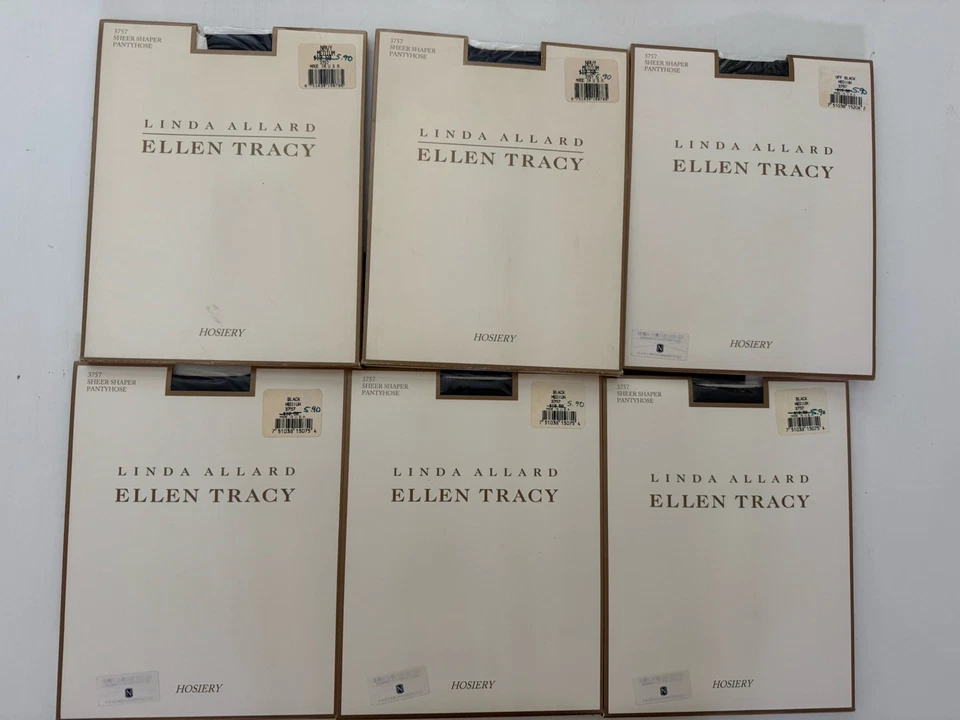 LOT of 6 Linda Allard Ellen Tracy Shaper Top pantyhose Size MEDIUM Navy & Black - Image 1 of 4