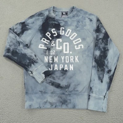 Sudadera PRPS Hombre Mediana Azul Blanqueador Hechizo Gráfico Logo Japón Pullover Tejido Foto 1 de 4