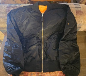 Alpha Industries Bomber Jacket Crew Black Mens Jacket VTG Size XL - Picture 1 of 6