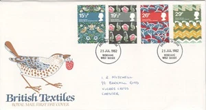 GB Stamp 1982 British Textiles FDC Royal Mail First Day Cover Worthing - Picture 1 of 1