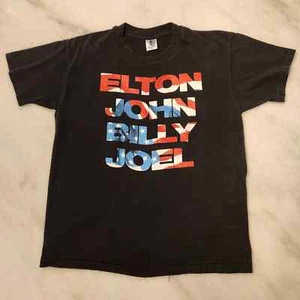 T-shirt nera vintage 1994 Elton John Billy Joel ""Face to Face"" tour XL - Foto 1 di 7