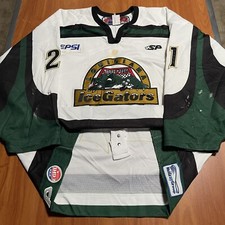 Game Worn Dennis Shiryaev Louisiana Ice Gators ECHL Hockey Jersey Used White 58