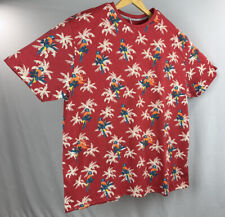 FREE PLANET Men's Shirt 4x Crew Red Short Sleeve Relaxed Fit Tropical Macaw NWT